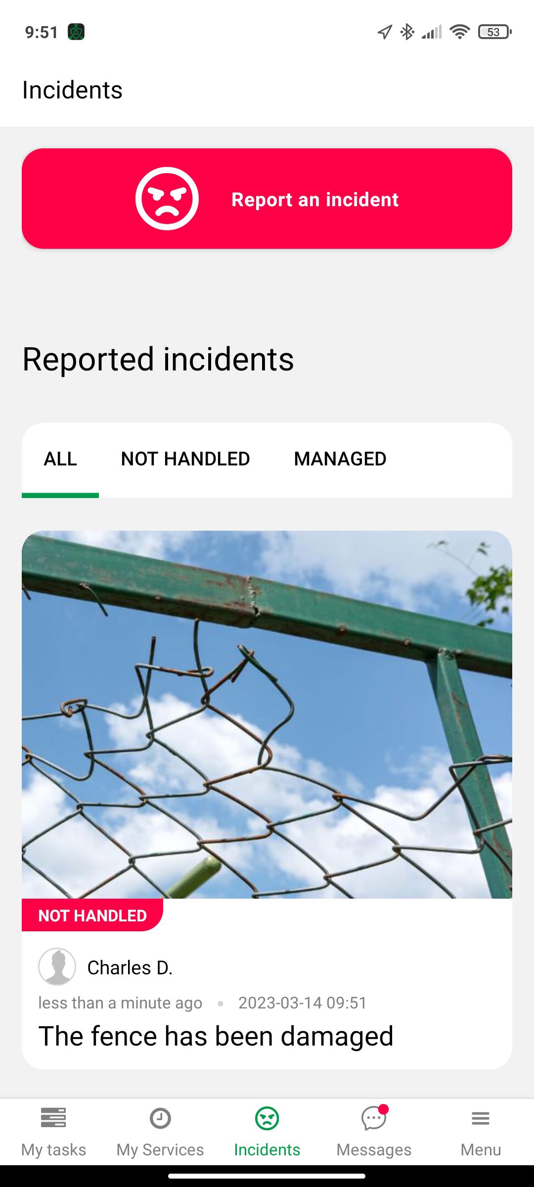 Listings of reported incidents